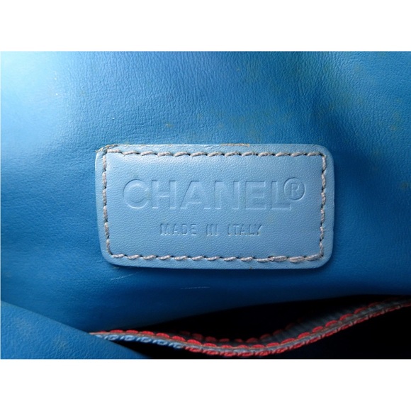 CHANEL Vibrant Red and Soft Blue Messenger Bag
